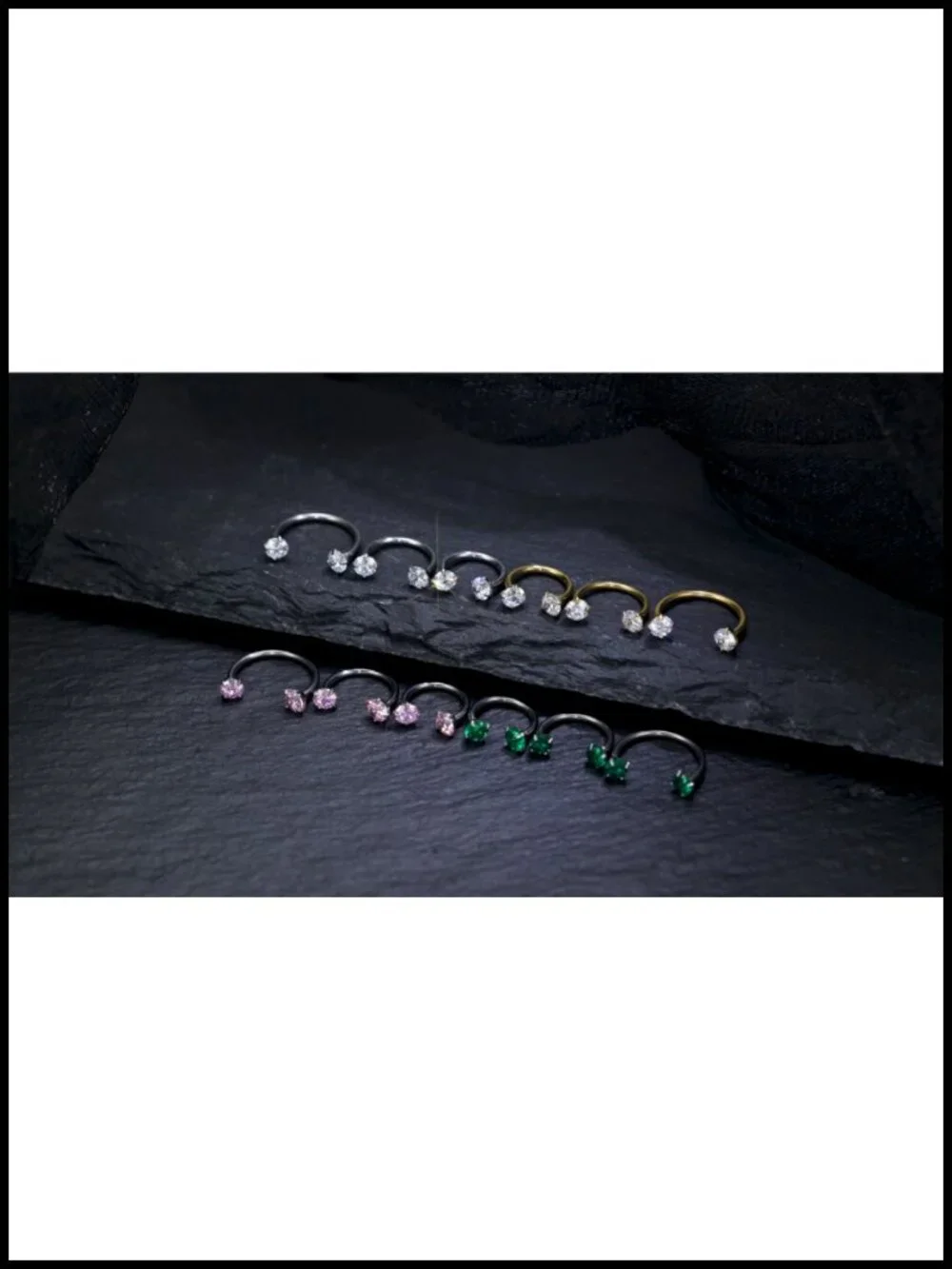 18G Horseshoe Septum Ring ASTM F136 Titanium Internal Thread Double Gem